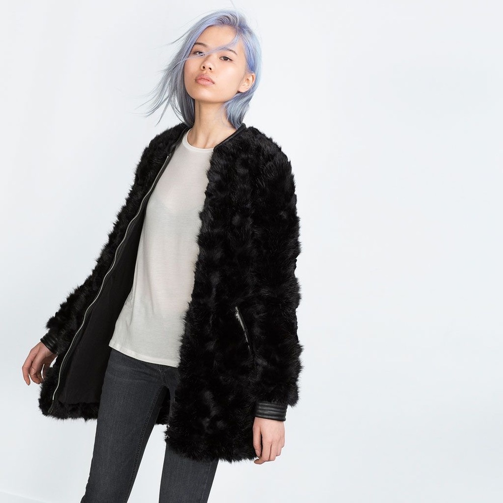 Zara Mixed Faux Fur/Leather Jacket